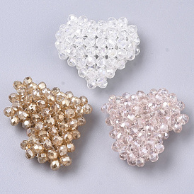 Placage acrylique perles tissées, perles de cluster, cœur