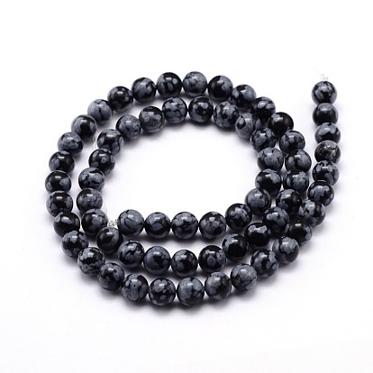 Natural Snowflake Obsidian Round Bead Strands