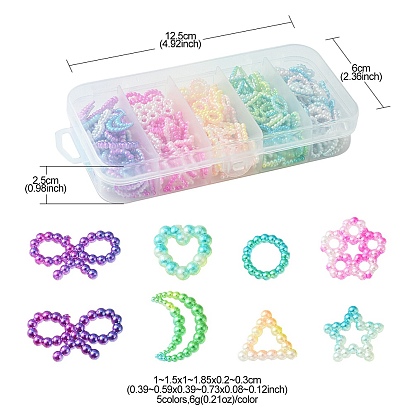 30G 5 Colors Spray Paint ABS Plastic Cabochons, Star & Square & Ring & Heart & Bowknot
