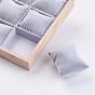 Cuboid Wood Bracelet Displays, Covered with Velvet, 12 Grids Pillows Without Lid Tray Jewelry Storage Holder