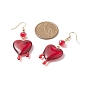 Resin Melting Heart Dangle Earrings, Golden Brass Jewelry for Women