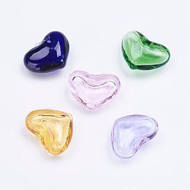 Perles lampwork, perles au chalumeau, faits à la main, perles de verre soufflé, pour la fabrication de pendentifs de flacons de parfum, cœur