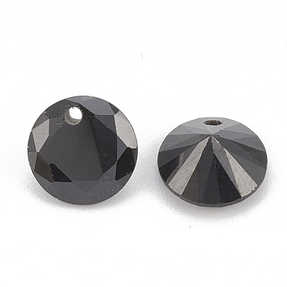 Cubic Zirconia Charms, Faceted, Flat Round