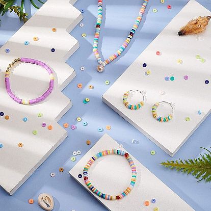 Cuentas de arcilla polimérica hechas a mano ecológicas, disco / plano y redondo, perlas heishi