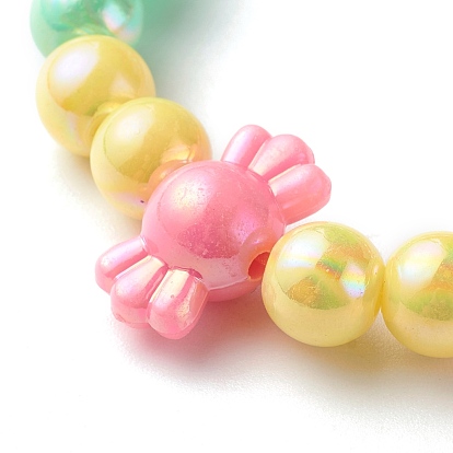 Ensembles de bracelets extensibles en perles acryliques opaques pour enfants, candy