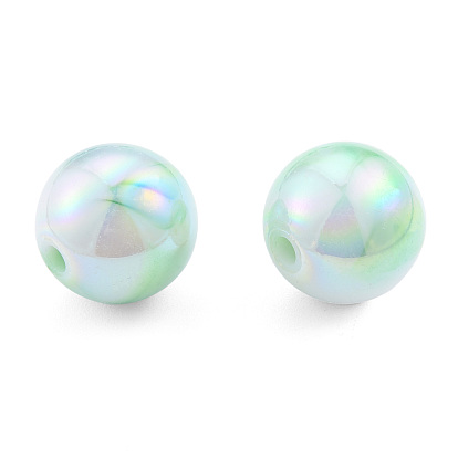 Two Tone Opaque Acrylic Beads, AB Color Plated, Round
