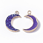 Druzy Resin Pendants, with Edge Light Gold Plated Iron Loops, AB Color Plated, Moon