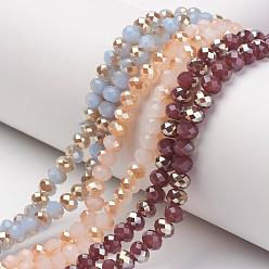 Galvanisieren Glasperlen, imitatorische Jade Perlen, halb plattiert, Regenbogen plattiert, facettiert, Rondell