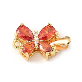 Brass Micro Pave Cubic Zirconia Box Clasps, Butterfly