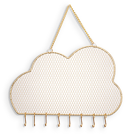 Cloud Metal Jewelry Display Mesh Hanging Rack, Wall-Mounted Jewelry Grid Organizer Holder, Home Decoration for Earrings, Necklaces, Rings Display