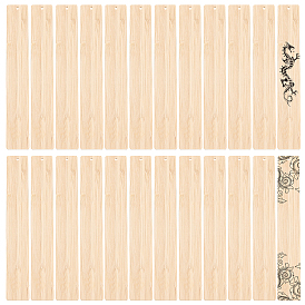 Benecreat 24pcs marcapáginas de bambú en blanco, etiquetas colgantes de madera sin terminar, para grabado, pintura, Rectángulo