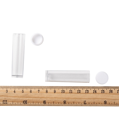 Contenedores de perlas de plástico, con tapas, tubo, Claro, 55x15 mm