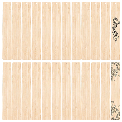 Benecreat 24 pcs signet en bambou vierge, étiquettes suspendues en bois non fini, pour la gravure, peinture, rectangle