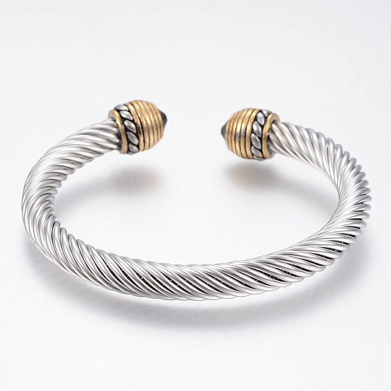 304 manchette en acier inoxydable bracelets bracelets de couple, avec verre strass