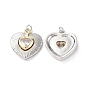 Eco-Friendly Rack Plating Brass Micro Pave Cubic Zirconia Pendants, Long-Lasting Plated, Lead Free & Cadmium Free, with Jump Ring, Double Heart Charm