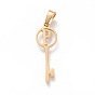 304 Stainless Steel Initial Pendants, Large Hole Pendants, Key with Letter, Golden