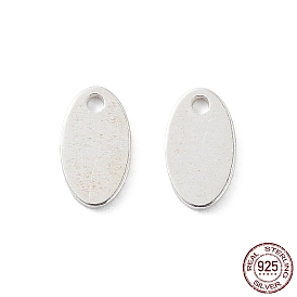 925 Sterling Silver Charms, Blank Oval