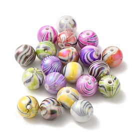Acrylic Beads, Round with Stripe