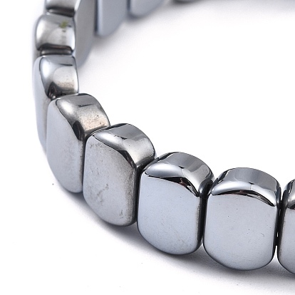 Bracelet extensible perlé ovale en pierre naturelle terahertz, bracelet empilable de pierres précieuses pour femmes hommes