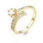 Exquisite Cubic Zirconia Star Cuff Ring, Brass Open Ring for Women, Nickel Free