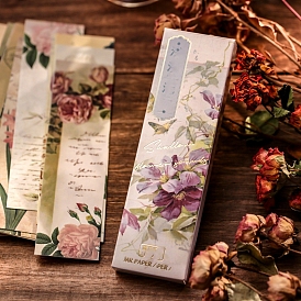 Paper Bookmarks, Vintage Style Bookmarks for Booklover, Rectangle with Buttefly/Plants Pattern