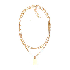 Bold Double-Layered Punk Necklace with Exaggerated Collarbone Chain for Women