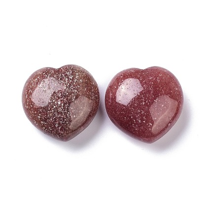 Natural Strawberry Quartz Heart Love Stone, Pocket Palm Stone for Reiki Balancing