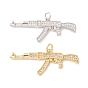 Brass Micro Pave Clear Cubic Zirconia Pendants, with Jump Rings, Cadmium Free & Lead Free, Long-Lasting Plated, Gun