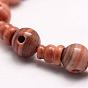 Natural Wood Lace Stone 3-Hole Guru Beads Strands, T-Drilled Beads, for Buddhist Jewelry Making