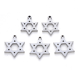 Religion Theme, 304 Stainless Steel Pendants, Laser Cut, for Jewish, Star of David