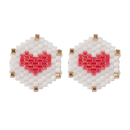 3 пары 3 цветные стеклянные плетеные шестигранные серьги-гвоздики с сердечками, ювелирные изделия из золотой латуни для женщин