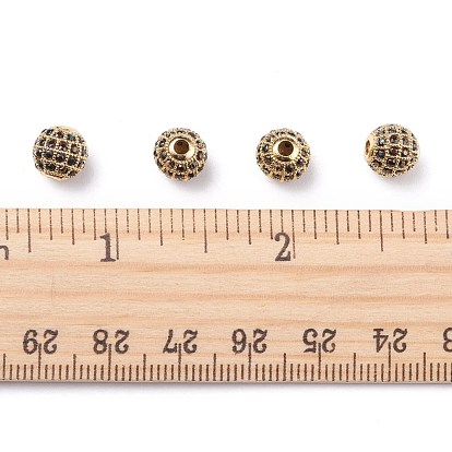 Perles de cubes zircone en laiton , ronde, 8mm, Trou: 1.5mm