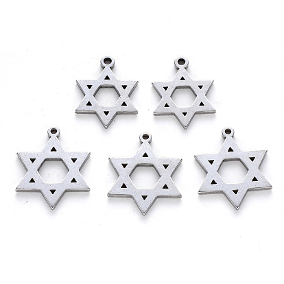 Religion Theme, 304 Stainless Steel Pendants, Laser Cut, for Jewish, Star of David