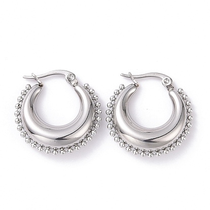 304 Stainless Steel Crescent Moon Hoop Earrings for Women