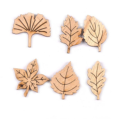 50Pcs Plant Theme Unfinished Wood Leaf Shaped Cutouts, DIY Painting Supplies