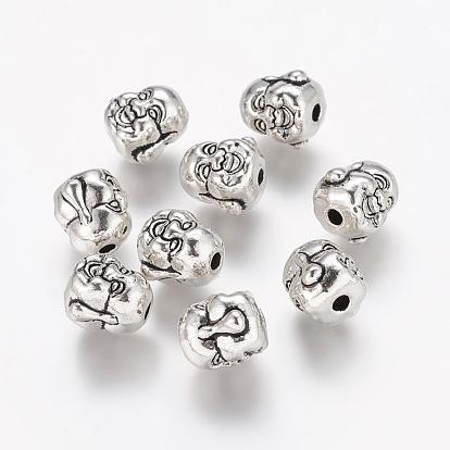 Perles en alliage de style tibétain, sans cadmium et sans plomb, bronze antique, Bouddha, 10x10x9mm, Trou: 2mm