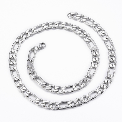 Collares de cadena de figaro de los hombres de moda, 304 collares de cadena de acero inoxidable, con cierre de pinza