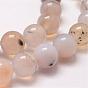 Brins de perles en agate dendritique naturelle, ronde