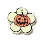 Halloween Printed Acrylic Pendants, Flower/Pumpkin Charm