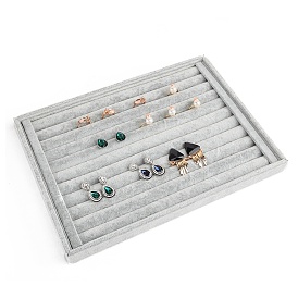 Plateau de présentation de bagues en velours, support organisateur de bijoux pour boucles d'oreilles, anneaux de stockage, rectangle