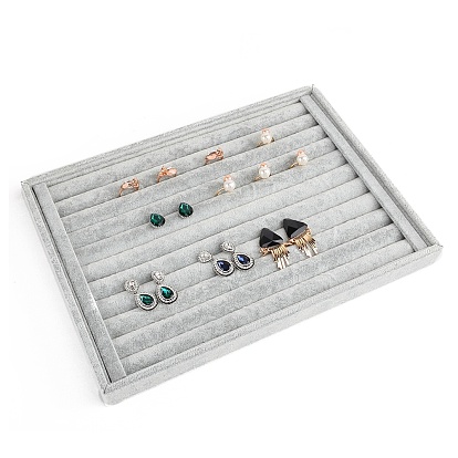 Velvet Ring Display Tray, Jewelry Organizer Holder for Earrings, Rings Storage, Rectangle