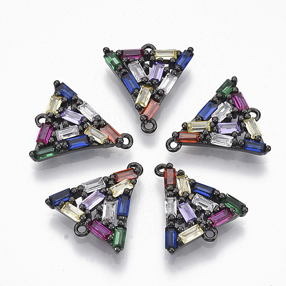 Connecteurs de liaisons zircon cubiques micro pavés en laiton, triangle, colorées