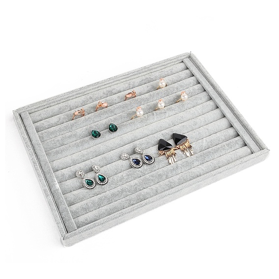 Bandeja expositora de anillos de terciopelo, soporte organizador de joyas para pendientes, anillos de almacenamiento, Rectángulo