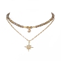 Conjuntos de collares con colgante de estrella y luna para mujer., granos labradorita natural collares, Collar de latón de zirconia cúbica