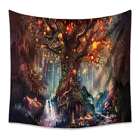 Tree of Life Tapestry, Polyester Forest Firefly Decorative Wall Tapestry, for Psychedelic Bedroom Living Room Decoration, Rectangle