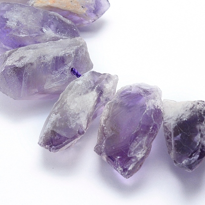 Natural Amethyst Beads Strands, Top Drilled Beads, Rough Raw Stone, Nuggets