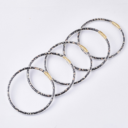 Ensembles de bracelets bouddhistes en plastique pvc, bracelets en gelée, avec cordons en cuir PU à l'intérieur et ruban en polyester