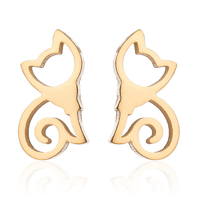 Adorable Hollow Cat Ear Studs - Cute Forest Animal Cartoon Jewelry