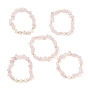 5 pcs 5 ensemble de bracelets extensibles de puces de pierres précieuses mélangées naturelles de style, bracelets empilables étoiles en coquillage naturel