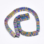 Electroplate Non-magnetic Synthetic Hematite Heishi Beads Strands, Thin Slice Flat Square Beads